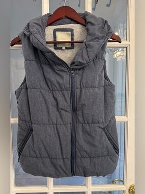 BENCH Women’s Slate Blue Full Zip Puffer Vest Size S